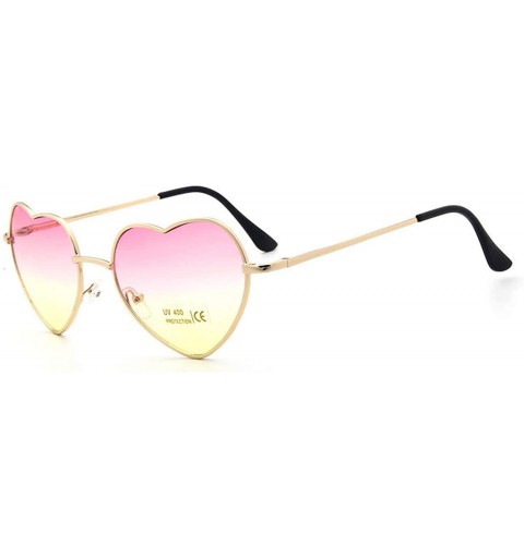 Round Fashion Heart Shaped Sunglasses Women Metal Clear Red Lens Glasses Sun Mirror Oculos De Sol - C4 Red - CO197A33KAR $18.66