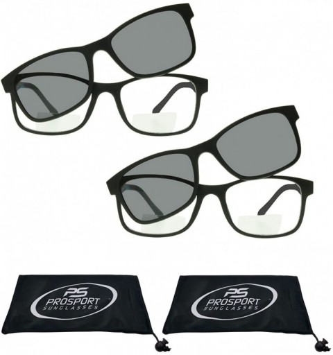 Square Polarized Bifocal Readers. Bifocal Glasses & Easy Magnetic Polarized Clip-On - Black & Black - CR18DA3QYZK $55.78