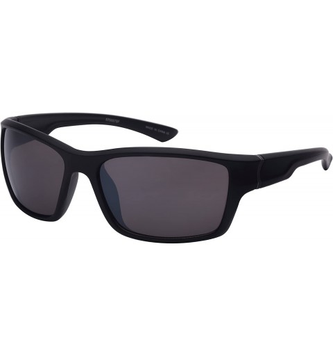 Sport Sports Style Sunglasses with Flash Mirror Lens 570057SF-FM - Matte Black - CH1256YWQHL $11.17