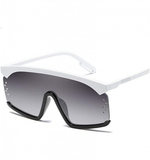 Oval Vintage Shield Sunglasses Womensized Windproof Glasses One Peice Big Frame Goggles Sun Female - White Black - CY198ZZ7SZ...