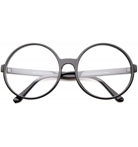 Oversized Retro Oversize Clear Lens Round Spectacles Eyewear Glasses 60mm - Black / Clear - CA12LZRUKKN $12.65