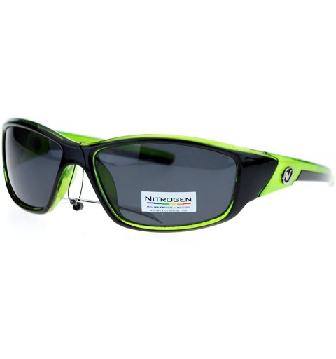 Oval Polarized Mens Classic Oval Plastic Warp Sport Sunglasses - Green - CD11ZFVNPXF $21.31