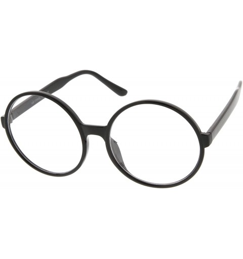Oversized Retro Oversize Clear Lens Round Spectacles Eyewear Glasses 60mm - Black / Clear - CA12LZRUKKN $12.65