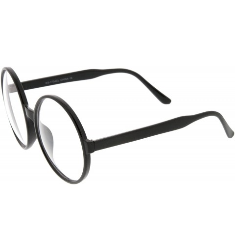 Oversized Retro Oversize Clear Lens Round Spectacles Eyewear Glasses 60mm - Black / Clear - CA12LZRUKKN $12.65