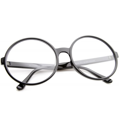 Oversized Retro Oversize Clear Lens Round Spectacles Eyewear Glasses 60mm - Black / Clear - CA12LZRUKKN $12.65