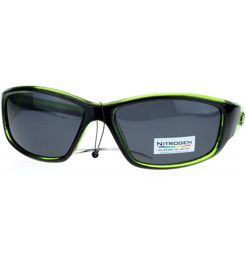 Oval Polarized Mens Classic Oval Plastic Warp Sport Sunglasses - Green - CD11ZFVNPXF $10.24