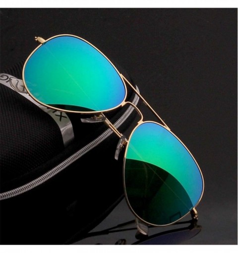 Oversized Men's Aviation Sunglasses Women Driving Alloy Frame Polit Mirror Sun Glasses - Gold Blue - CS194OL570Y $25.11