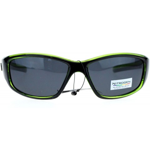 Oval Polarized Mens Classic Oval Plastic Warp Sport Sunglasses - Green - CD11ZFVNPXF $10.24