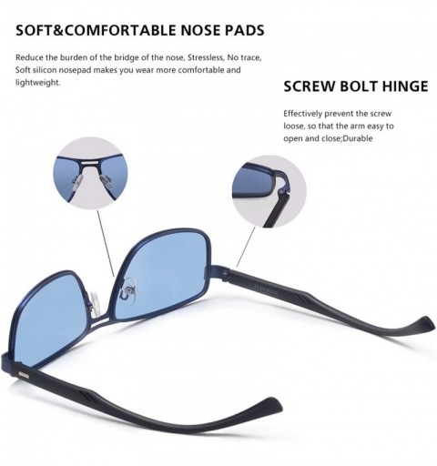Square Vintage Square Polarized Sunglasses Men Women Shades - Blue Lens/Matt Frame - CY1946250TH $16.18