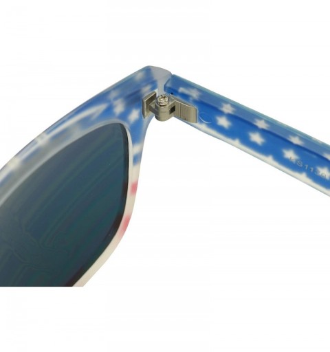 Sport American Flag Patriotic Stars Stripes Memorial Day 4th of July Clear White 80's Round Retro Vintage Sunglasses - CN1904...