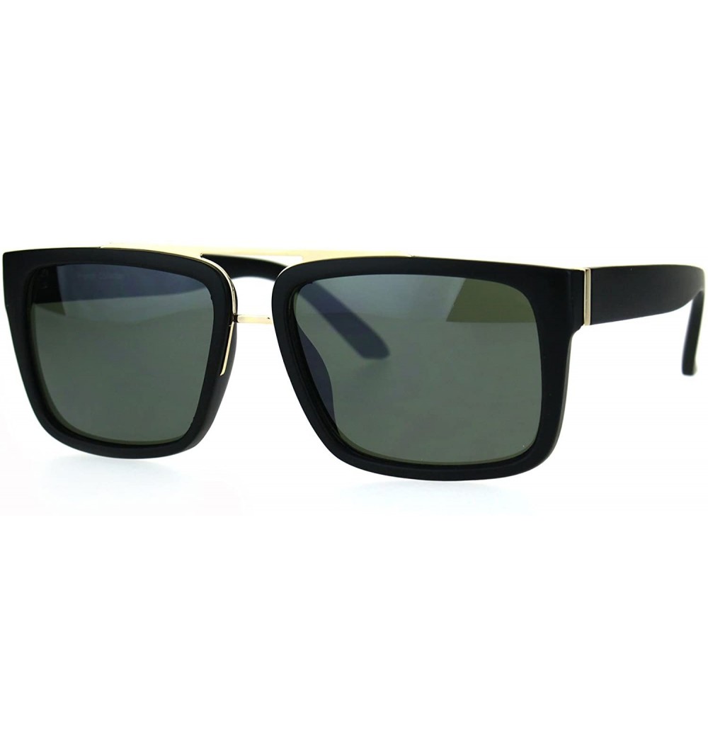 Rectangular Mens Rectangular Mob Designer Plastic Frame Sunglasses - Gold Black Green - CM182KRKM0O $11.34