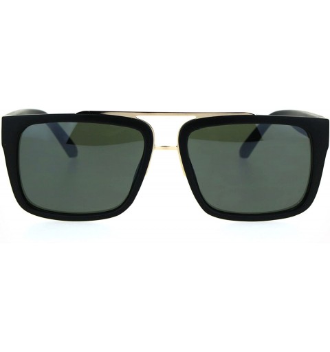 Rectangular Mens Rectangular Mob Designer Plastic Frame Sunglasses - Gold Black Green - CM182KRKM0O $11.34