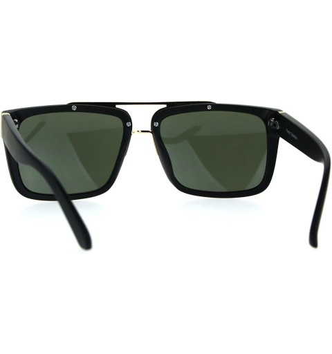 Rectangular Mens Rectangular Mob Designer Plastic Frame Sunglasses - Gold Black Green - CM182KRKM0O $11.34