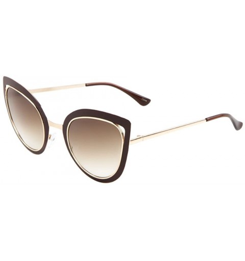 Cat Eye Flat Extra Frame Sharp Cat Eye Sunglasses - Brown - C519085DQIK $14.04
