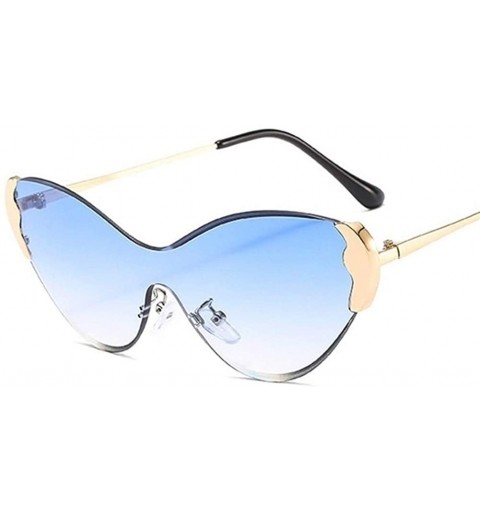 Rimless Women Butterfly One Piece Sunglasses Rimless Cat Eye Sun Glasses Female Party Shades UV400 - Gold Blue - CP1902RN9NS ...