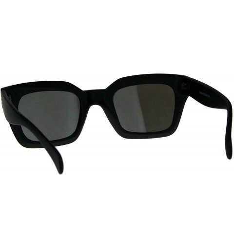 Square Womens Square Rectangular Sunglasses Beveled Frame Mirror Lens UV400 - Matte Black (Silver Mirror) - CX18GL5N538 $9.88