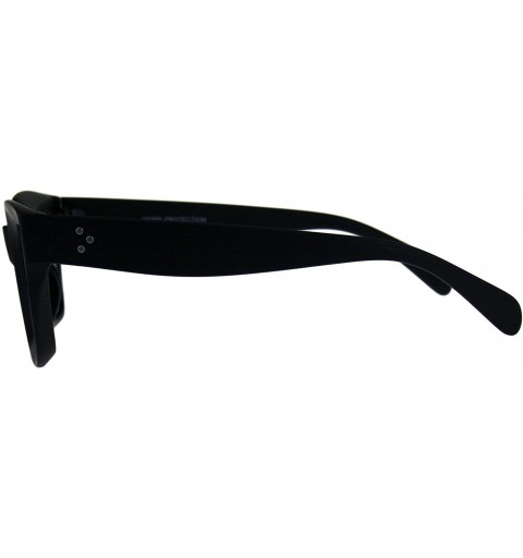 Square Womens Square Rectangular Sunglasses Beveled Frame Mirror Lens UV400 - Matte Black (Silver Mirror) - CX18GL5N538 $9.88