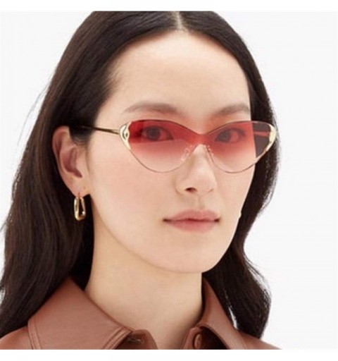 Rimless Women Butterfly One Piece Sunglasses Rimless Cat Eye Sun Glasses Female Party Shades UV400 - Gold Blue - CP1902RN9NS ...