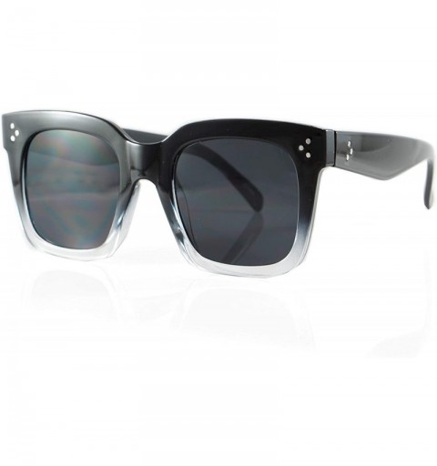 Square Oversize Celebrity Style Bold Square Two Tone Frame Sunglasses A266 - Black Clear - C718OA92A88 $12.11