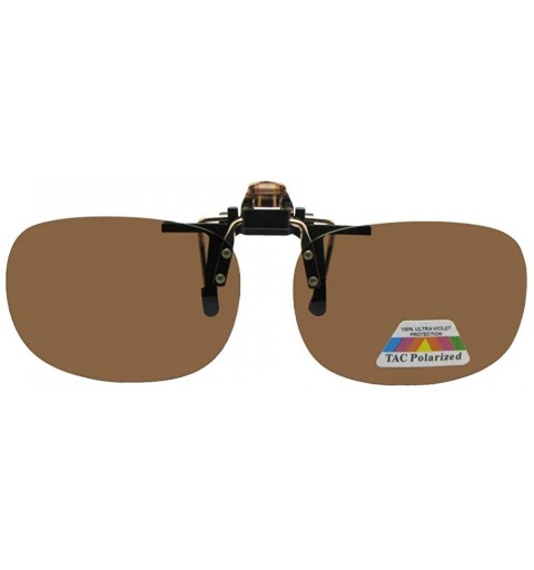 Rectangular Rectangular Polarized Flip Up Sunglasses - Polarized Brown Lenses - CP18AIKX5CK $11.88