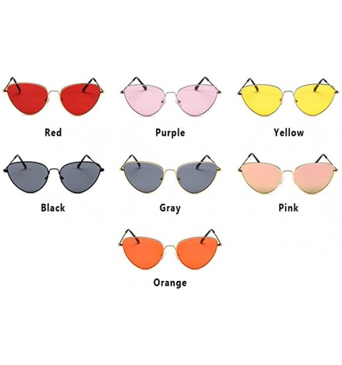 Square MOD-Style Cat eye Series Sunglasses Full Metal Frame Retro Style Red - CG189T2HRZW $22.93