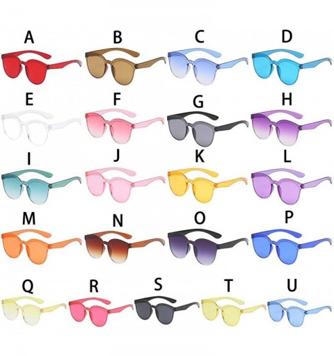 Rimless Men's and women's Candy Color Rimless Conjoined Transparent Sunglasses One Piece Unisex Neon Colors Eyewear - E - CH1...