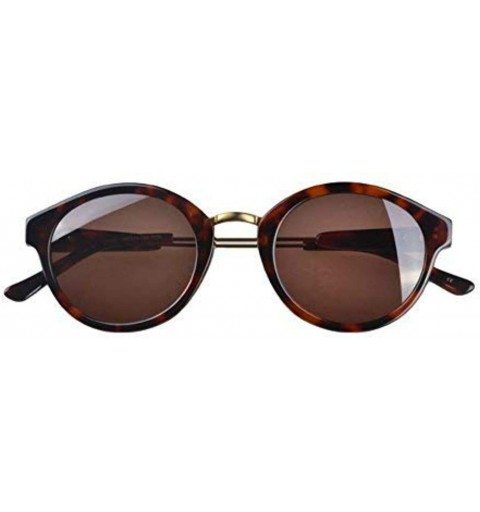 Round Petite Vintage Style Round Sunglasses with Gold detail - Dark Brown - CQ18DTIKN6O $28.29