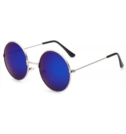 Square Round Glasses Men Women Steampunk Sunglasses Vintage Sunglasse Er 2020 New Mirror UV400 - Blue - CR199CNO4K2 $19.45