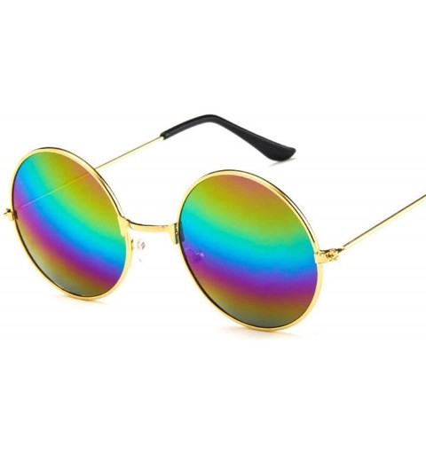 Square Round Glasses Men Women Steampunk Sunglasses Vintage Sunglasse Er 2020 New Mirror UV400 - Blue - CR199CNO4K2 $19.45