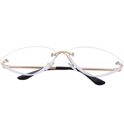 Cat Eye Women Rimless Cat Eye Sunglasses Gradient Lens UV400 S6158 - Clear - CA18D6353E7 $13.42