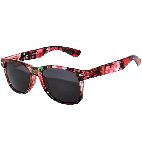 Sport Retro 80's Vintage Sunglasses Colored Frame Smoke Lens Brand - New_retro_smoke_flower_red - CG184IKYZ4O $10.05