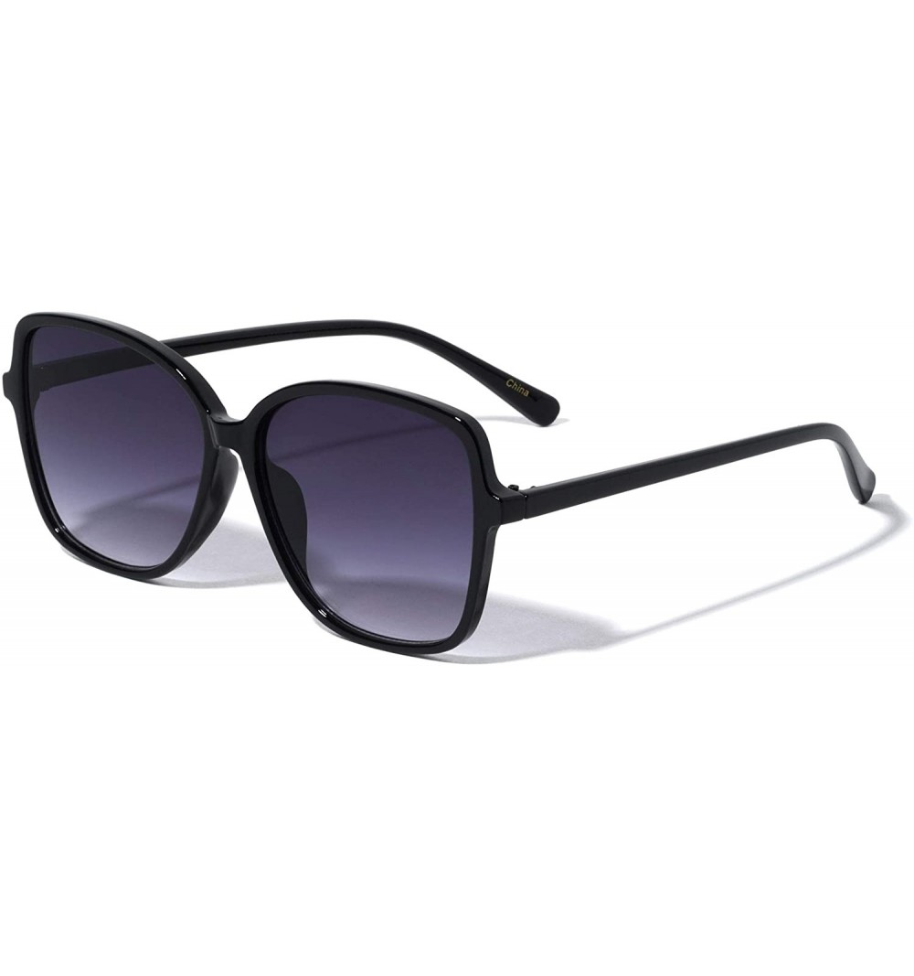 Square Classic Retro Square Butterfly Fashion Sunglasses - Smoke Black - CB196MW30S2 $11.78