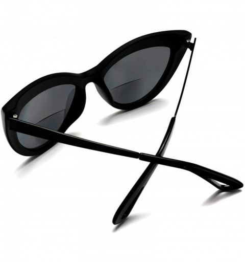 Square Bifocal Reading Sunglasses Fashion Cat Eye Sunglass Readers Oversized Women's CatEye Glasses - Matte Black - C718W7N9D...