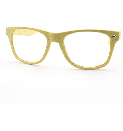 Square Wood Print Glasses Wood Pattern Clear Lens Square Plastic Frame Spring Hinge - Yellow - CZ11D7G8BAL $8.05