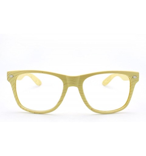 Square Wood Print Glasses Wood Pattern Clear Lens Square Plastic Frame Spring Hinge - Yellow - CZ11D7G8BAL $8.05