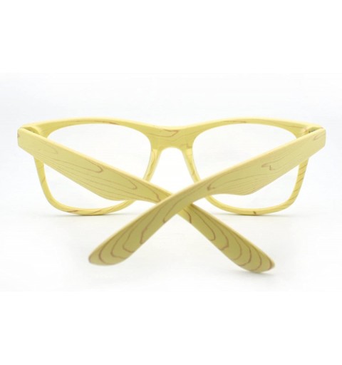 Square Wood Print Glasses Wood Pattern Clear Lens Square Plastic Frame Spring Hinge - Yellow - CZ11D7G8BAL $8.05