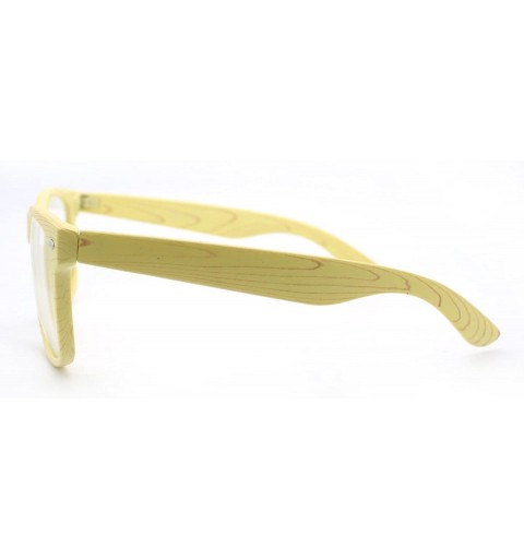 Square Wood Print Glasses Wood Pattern Clear Lens Square Plastic Frame Spring Hinge - Yellow - CZ11D7G8BAL $8.05