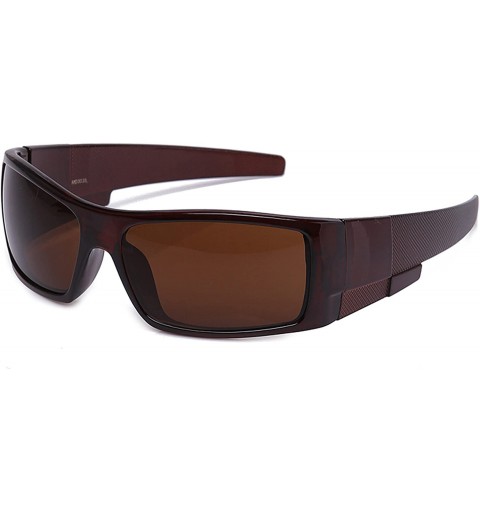 Oversized Mens Plastic Fashion Sunglasses - Brown - CS11M6SW94V $10.18