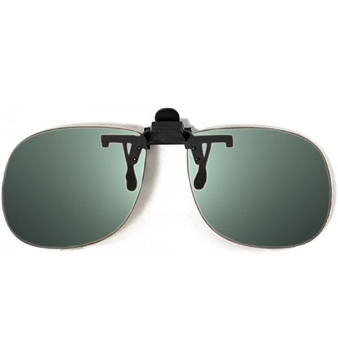 Rectangular Aviator Polarized Flip-Ups 60mm CME48 with Grey or Brown Tint - Black - CL11LA2IHFN $10.77