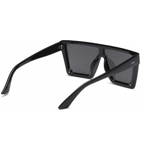 Round Male Flat Top Sunglasses Men Black Square Shades UV400 Gradient Sun Glasses Cool One Piece Designer - Silver - CO199CEZ...