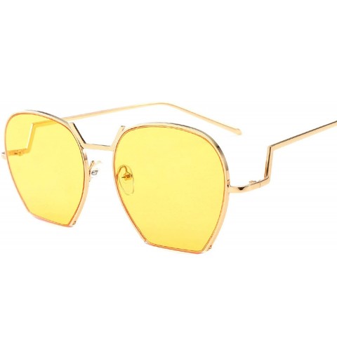 Oval Classic Retro Designer Style Sunglasses for Women Metal PC UV400 Sunglasses - Yellow - CS18SARI0OK $43.03