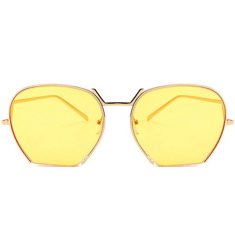 Oval Classic Retro Designer Style Sunglasses for Women Metal PC UV400 Sunglasses - Yellow - CS18SARI0OK $23.85