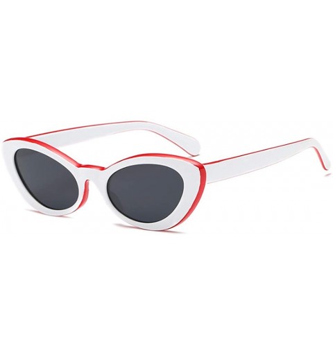 Sport Men and women Oval Sunglasses Fashion Simple Sunglasses Retro glasses - Red White - CK18LL9XK89 $19.15