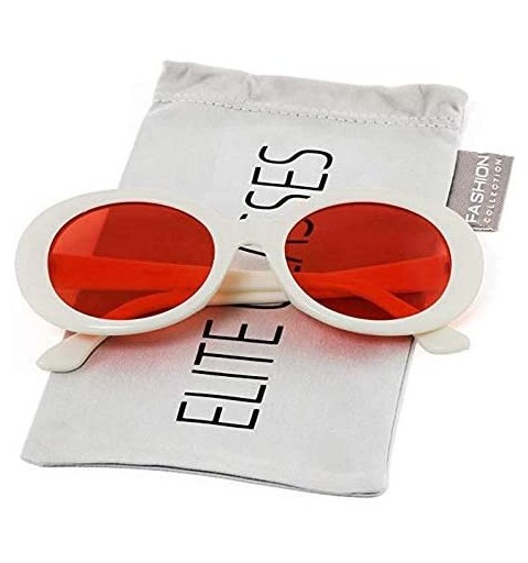 Oval Vintage NIRVANA Kurt Cobain Round Sunglasses For Women Men Eyewear - White - Thin Orange Frame - White Red - CO18HUY3G9W...