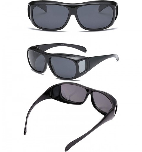 Wrap Wear Over sunglasses for men women Polarized lens-fit over Prescription Glasses UV400 - Black /Lens Width 68mm - CX194RN...