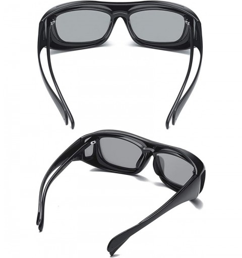 Wrap Wear Over sunglasses for men women Polarized lens-fit over Prescription Glasses UV400 - Black /Lens Width 68mm - CX194RN...