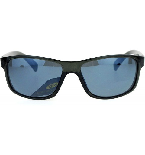 Rectangular Biohazard Mens Rectangular Thin Plastic Biker Warp Gangster Sunglasses - All Black - C212N6H48MV $10.57