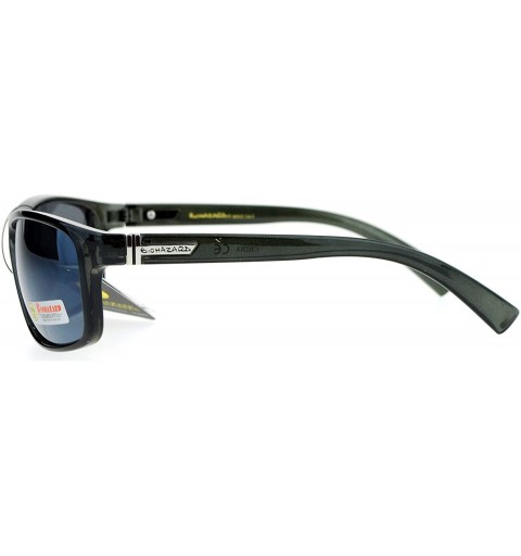 Rectangular Biohazard Mens Rectangular Thin Plastic Biker Warp Gangster Sunglasses - All Black - C212N6H48MV $10.57
