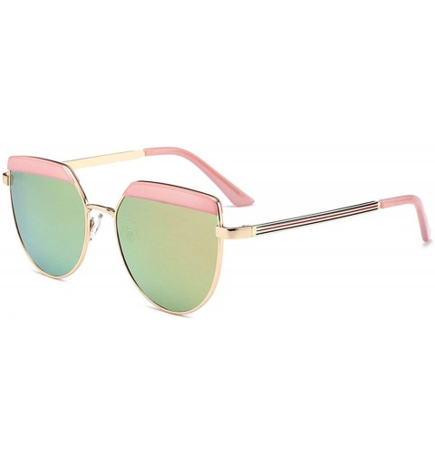 Oval Alloy Sunglasses Men Vintage Classic Sun Glasses Metal Mirror Sunglasses - Gold Pink - CF18S67XCM3 $24.45