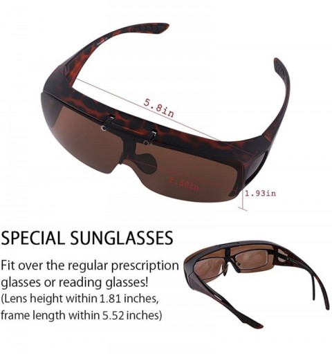 Shield Mens Polarized Flip Up Fitover Sunglasses with Mirrored Lenses - Leopard - CF187NR4DZ5 $14.34